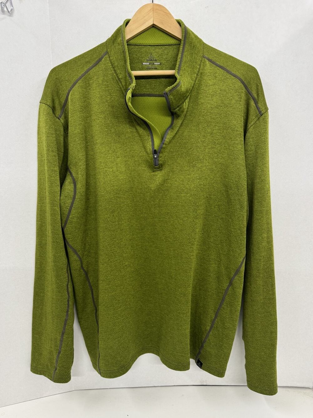 Men's Long Sleeve Prana 1/4 Zip Rock Climbing Shirt Green Size XL
